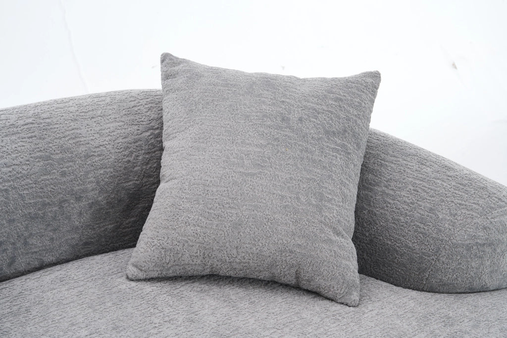 Divano angolare modulare 4 posti in ciniglia con design curvo e seduta ampia, per salotto, grigio 275 × 115 × 63 cm