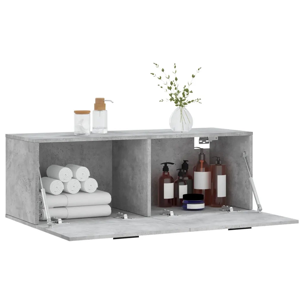 Armadietto a Muro | Mobile a Parete Grigio Cemento 100x36,5x35 cm Legno Multistrato