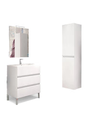 Mobile da Bagno a Terra con Lavabo 80 cm e Specchio Bali Light Bianco Frassino