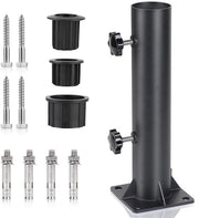 Parasol Supporto Flessibile - In Piedi - Base con 8 Viti in Acciaio - Anelli di Regolazione 32/40/50 mm - Nero - Adatto per Manico Parasol 57 mm - Supporto Parasol