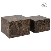 Tavolino Legno Motrik 1-2 Effetto Marmo marrone Quadro Cm 58x58h40