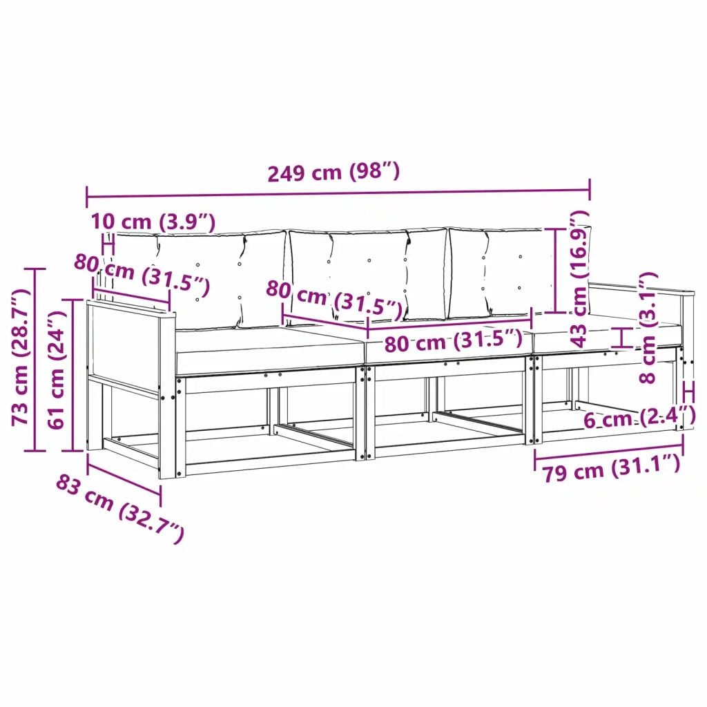 Set di divani da esterno 3 pz Naturale e Beige 3382306