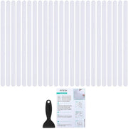 Sticker Antislip per Bagno 38x2 cm, 24 pezzi, Strisce Antislip per Bagno con Adesivo e Spazzola per Piastra doccia, Piastra bagno, Scale, Bianco