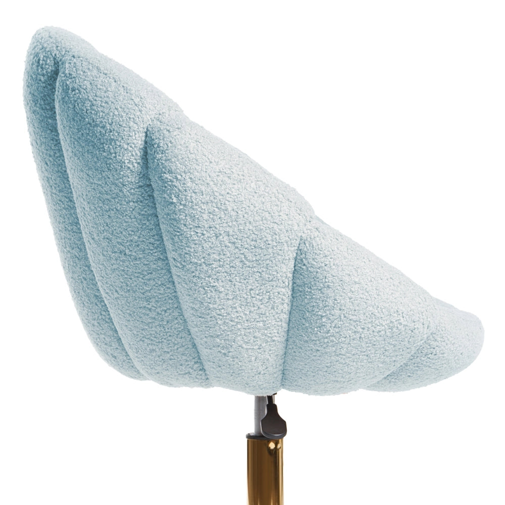 Elegante sedia da ufficio girevole in tessuto bouclè azzurro con base regolabile in altezza Design moderno Home Office
