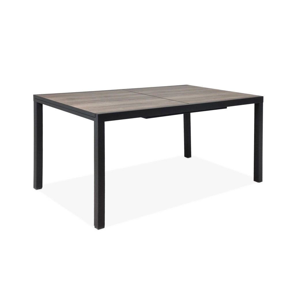 Set tavolo da giardino allungabile in alluminio effetto legno con 8