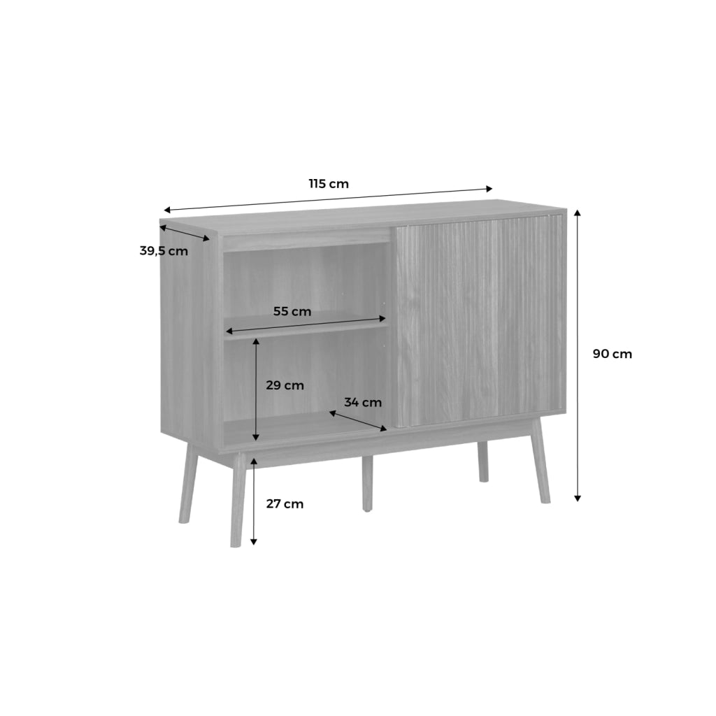 Credenza in legno, 115cm, marrone scuro