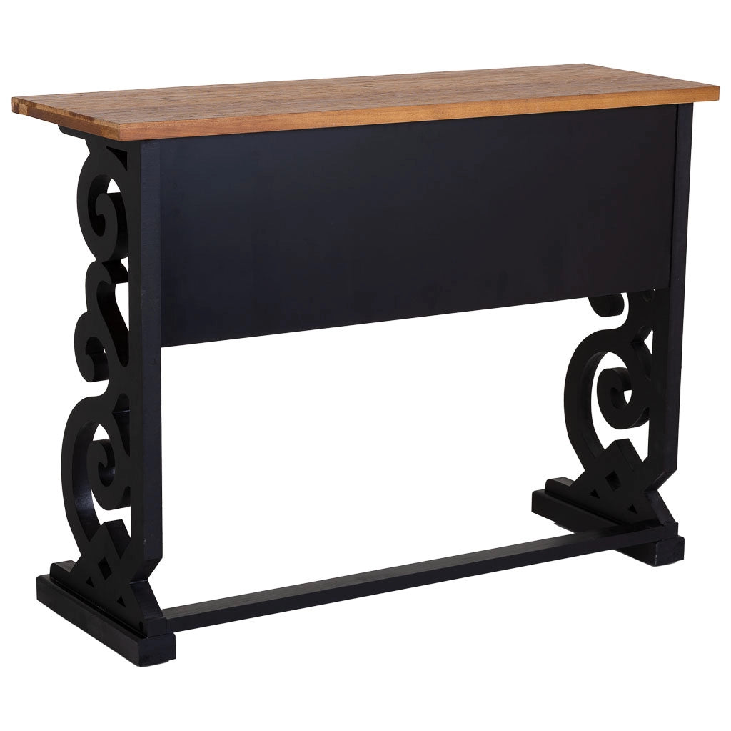 Mobile da ingresso in legno laccato nero invecchiato 106x36x79h cm