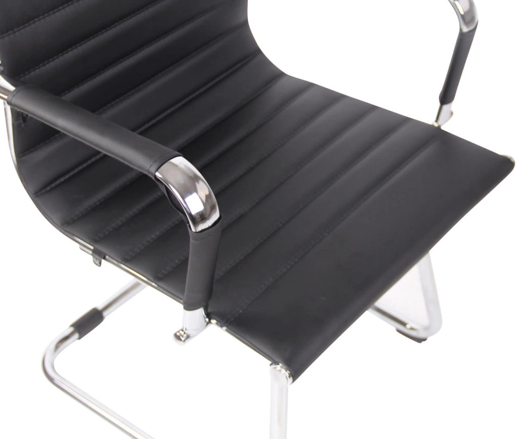 Sedia cantilever Balve in similpelle o vera pelle nero,Finta pelle