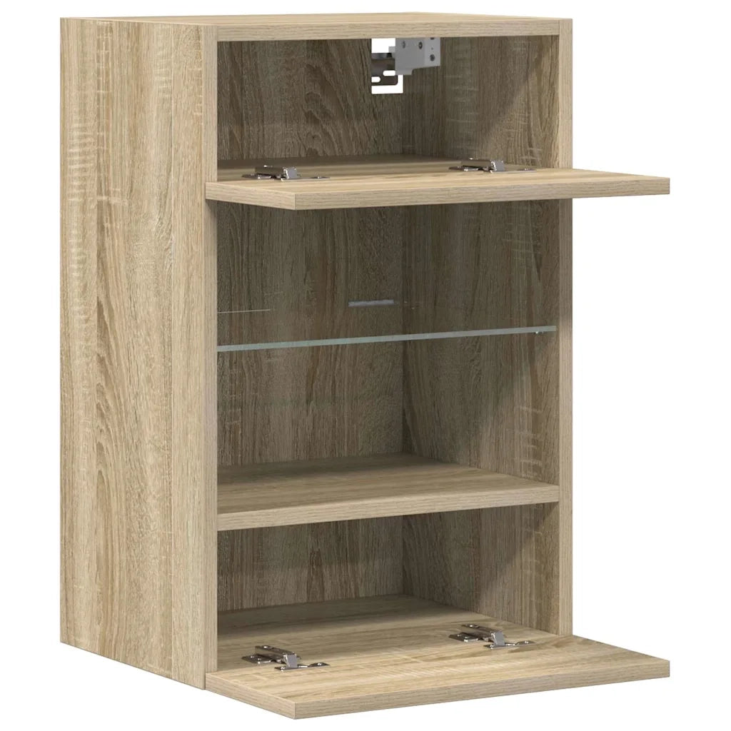 Mobili da parete con luci LED per TV 2pz | Armadietto TV | Mobile Porta TV Rovere Sonoma 40x30x60,5 cm