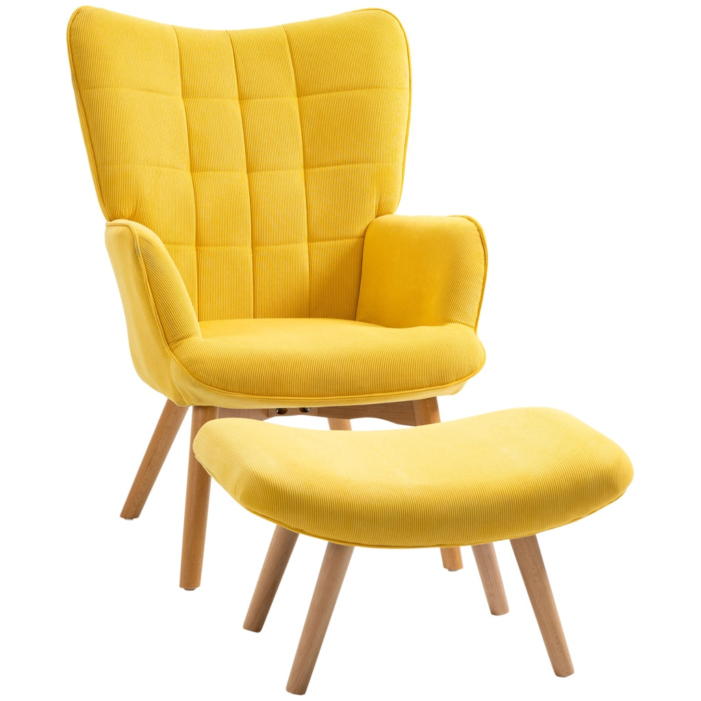 POLTRONA Relax con poggiapiedi 72x80x101 cm Poliestere Giallo