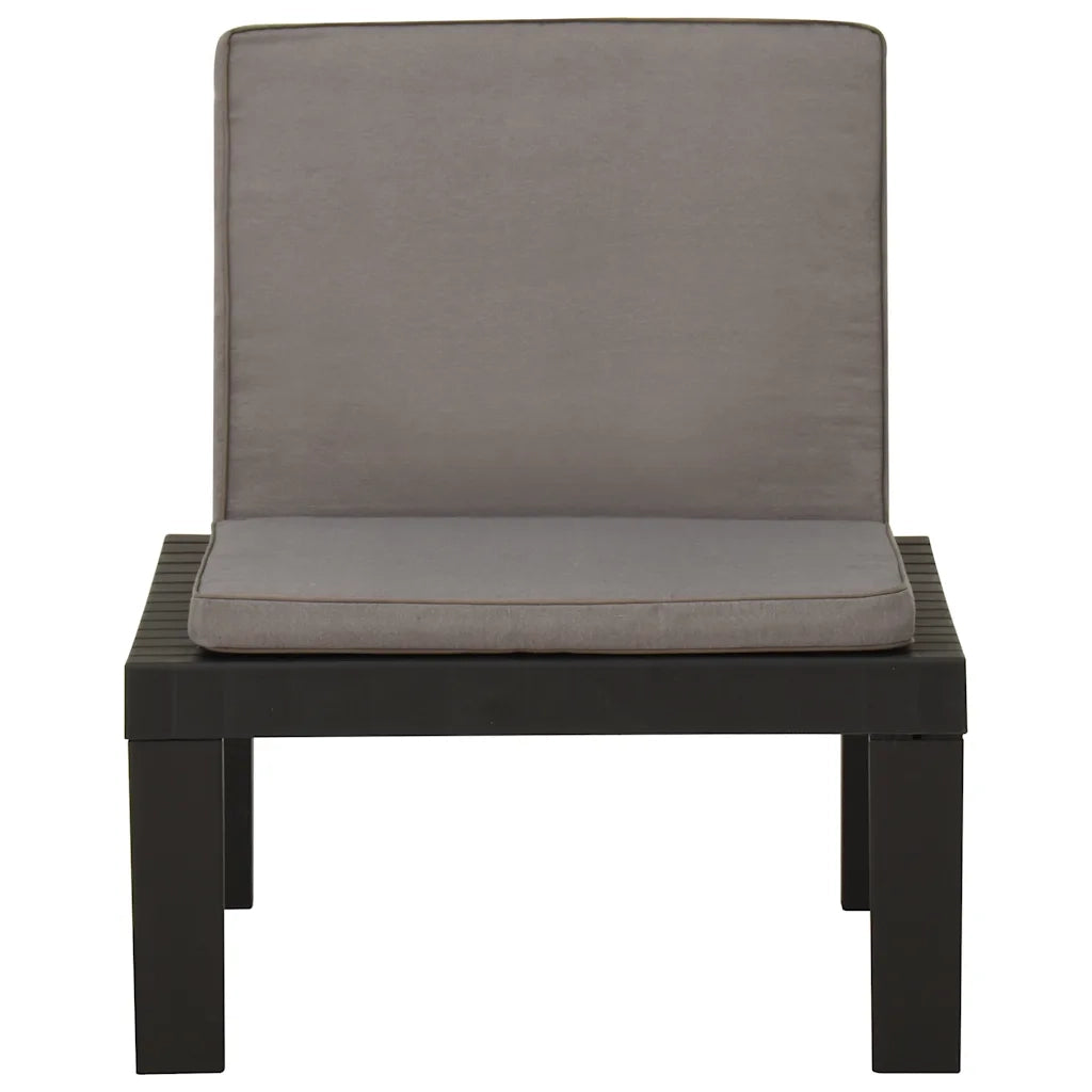 Poltroncina-Poltrona da Giardino con Cuscino in Plastica Grigia
