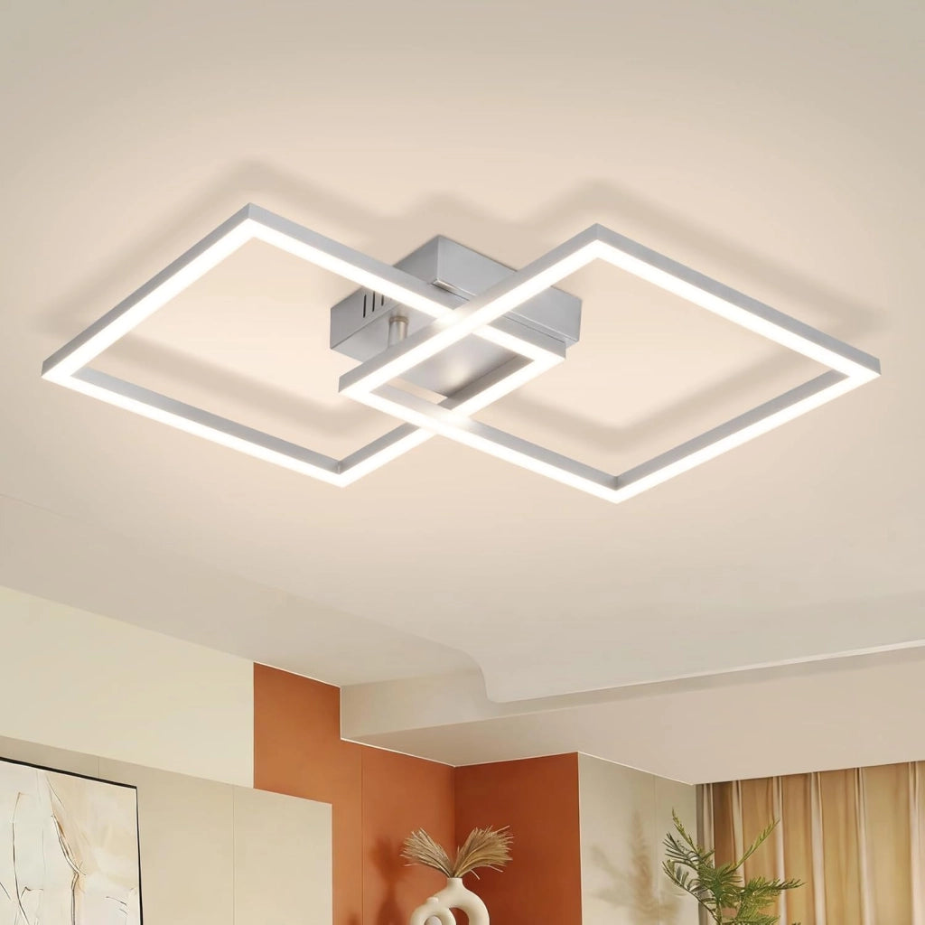 ZMH Plafoniera LED argento 24W 4000K moderna plafoniera quadrata per soggiorno camera da letto corridoio o ufficio