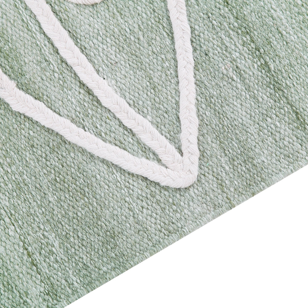 Tappeto rettangolare per interni e per esterni in poliestere con motivo a nappe verde chiaro 140 x 200 cm stile boho