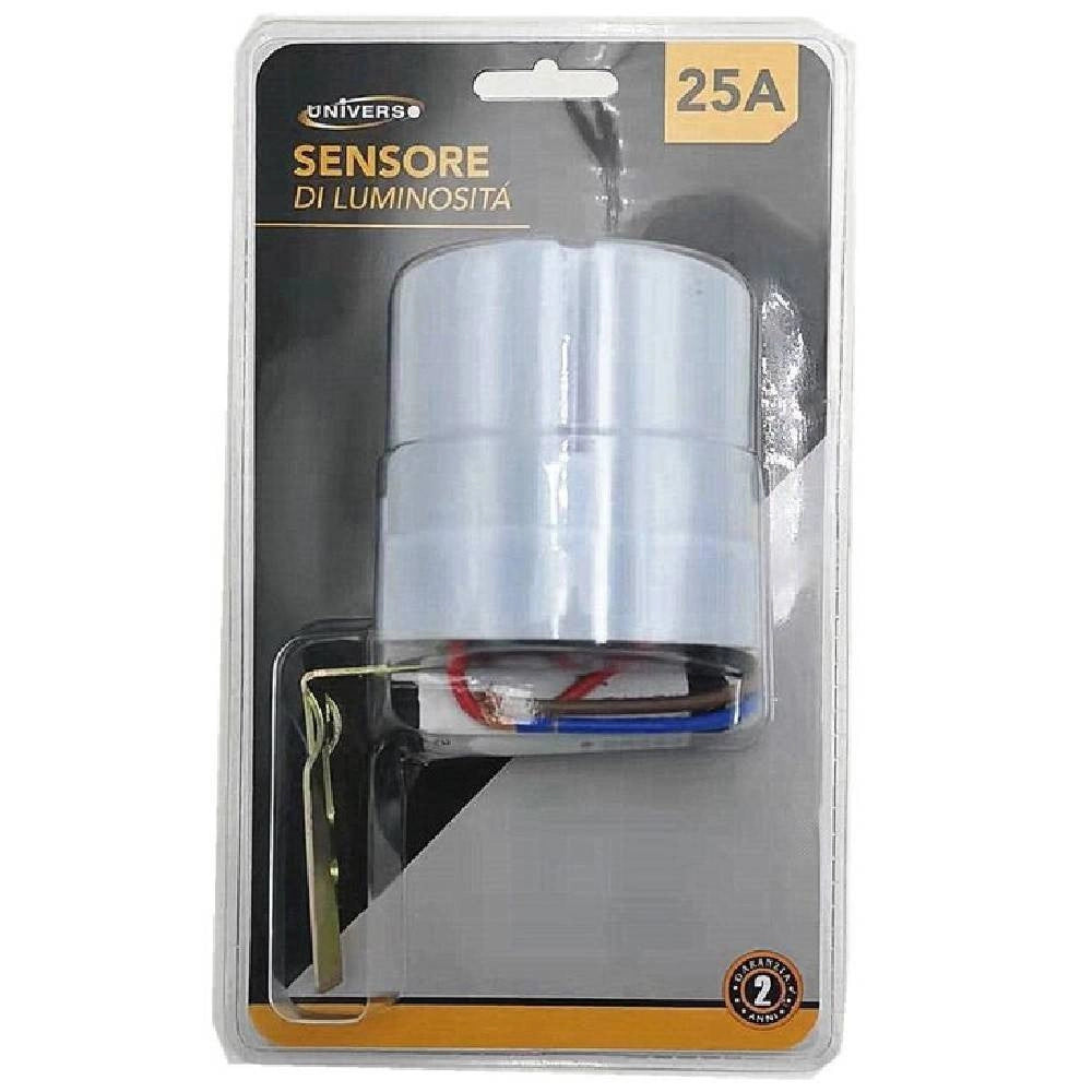Trade Shop - Sensore Di Luce Luminosita' Crepuscolare Fotoelettrico 25a Ip44 Bianco Ycc1007 -