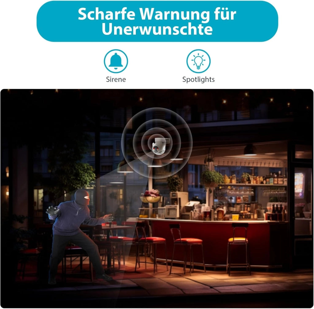 Videocamera sorveglianza da esterno PT IP/Wi-Fi Smart Dual Light 3MP con deterrenza attiva e audio bidirezionale P3B-PV
