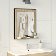 Specchio da Bagno  con Mensola in Rovere Sonoma 50x12x60 cm Legno Ingegnerizzato