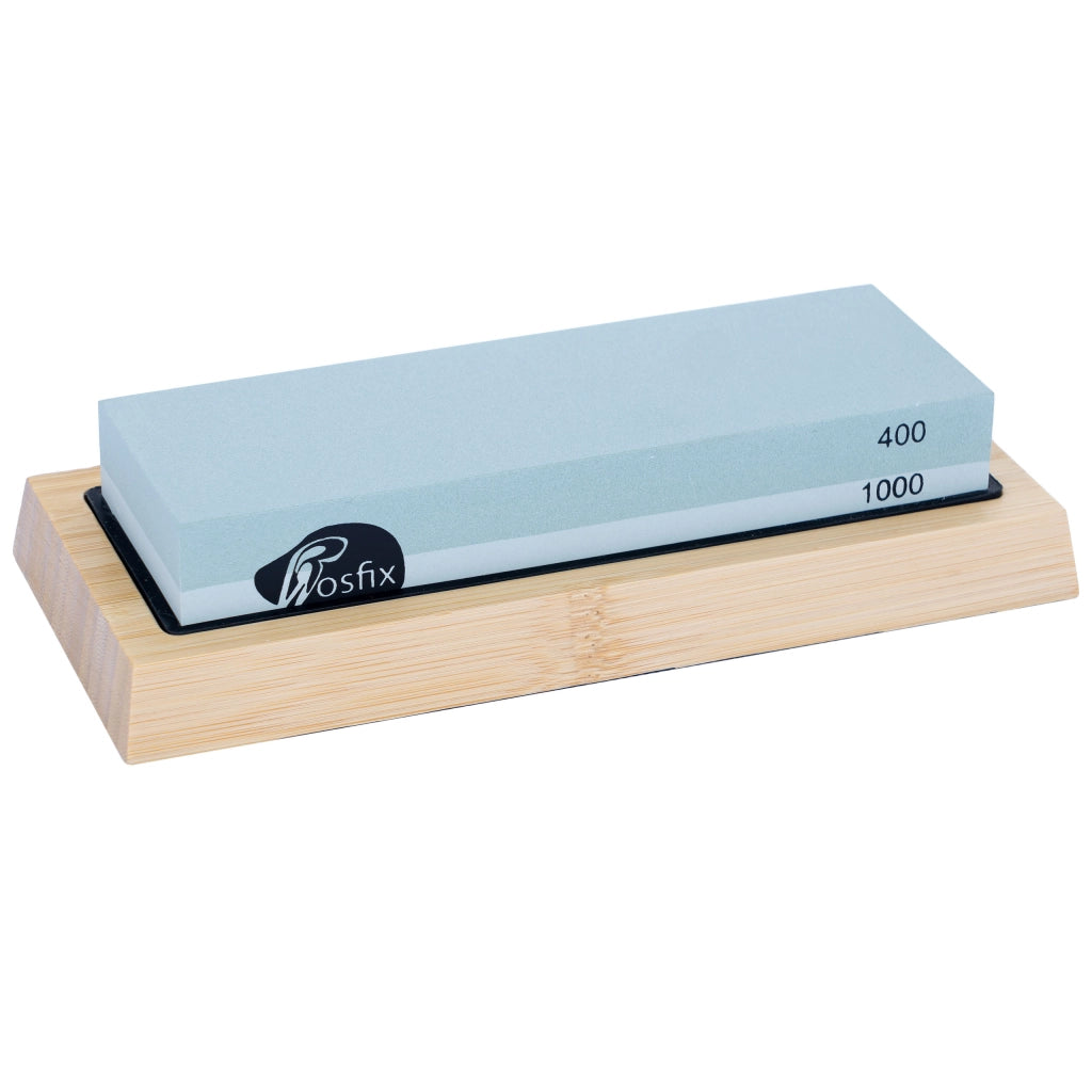 Set di Pietre per Affilare Rosfix – 400/1000/3000/8000 Grit | Base Antiscivolo, Guida Angolare, Supporto in Bambù