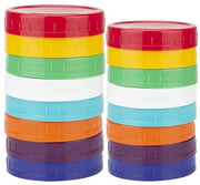 Set di coperchi per conserva 16-delig - 8 coperchi grandi (86 mm) - 8 coperchi standard (70 mm) - Plastica colorata - Resistenti alla lavastoviglie - PP food grade plastica - Coperchi per barattoli di vetro