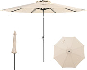 Ombrellone da Giardino 290 cm, con Inclinazione Regolabile, Ombrellone Esterno con 8 stecche Manovella, per Spiaggia Piscina Cortile (Beige, 290 cm 8 Stecche)