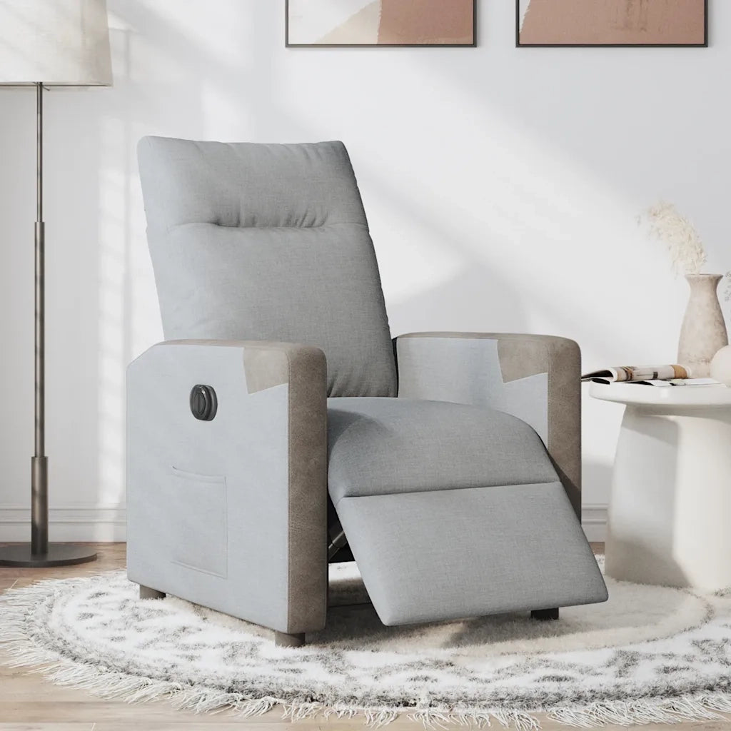 Poltrona Elettrica Reclinabile-Divano Sedia Grigio Chiaro in Tessuto 707533