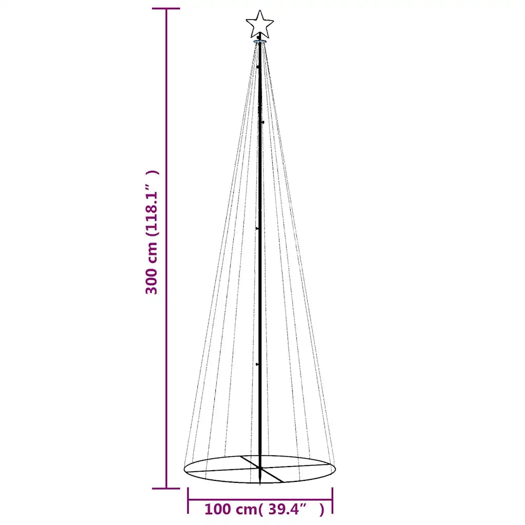 Albero di Natale a Cono Bianco Caldo 310 LED 100x300 cm 343490