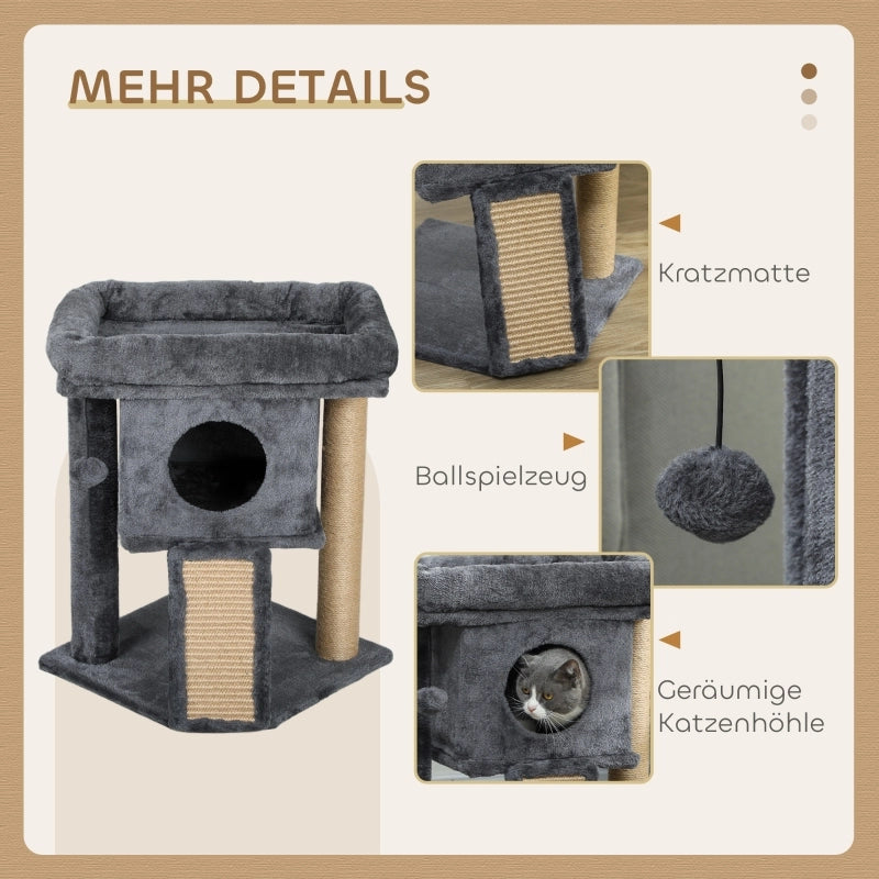 TIRAGRAFFI con Casetta e Piattaforma 40x40x57 cm in Legno Grigio Scuro