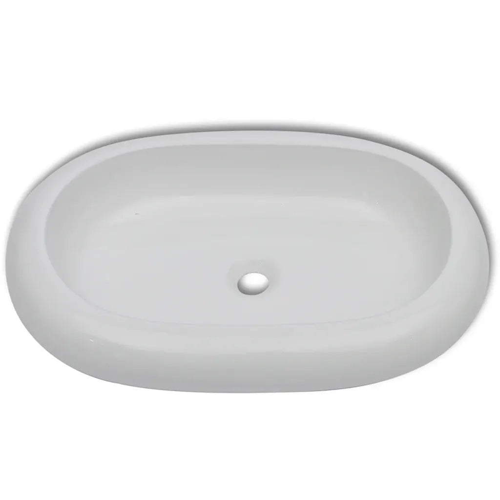 Lavello Bagno con Miscelatore in Ceramica Ovale Bianco cod mxl 54016