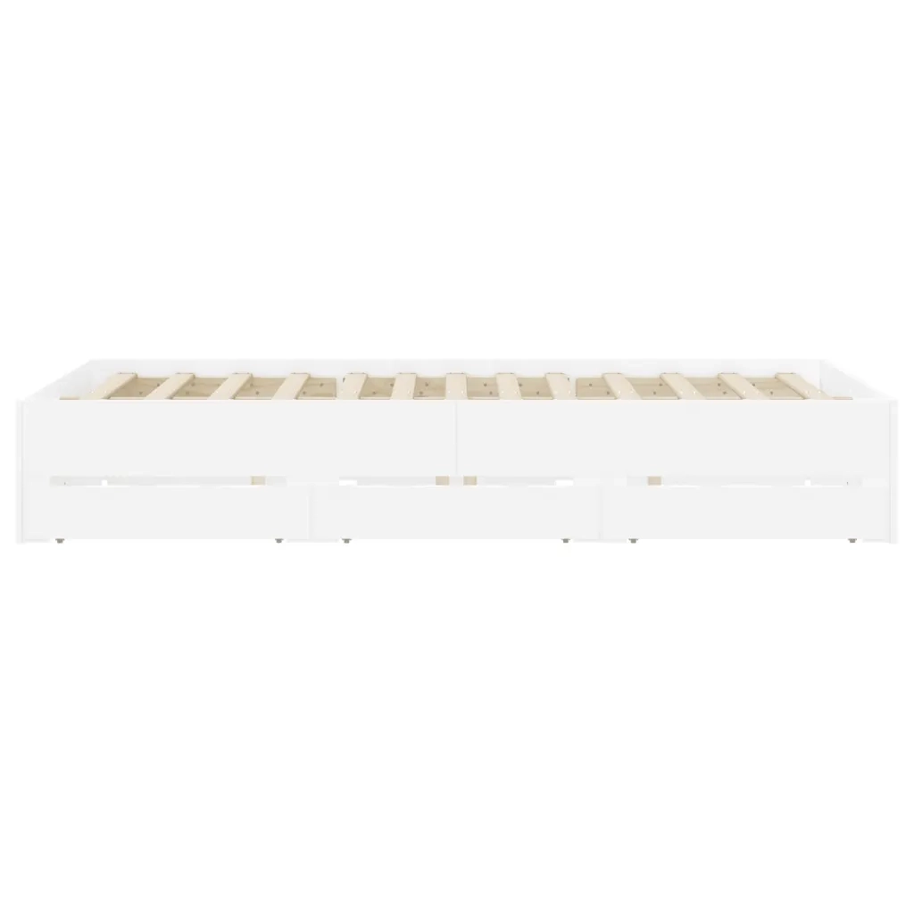 Giroletto con Cassetti-Struttura Letto con contenitore Bianco 150x200 cm in Legno Multistrato 511432