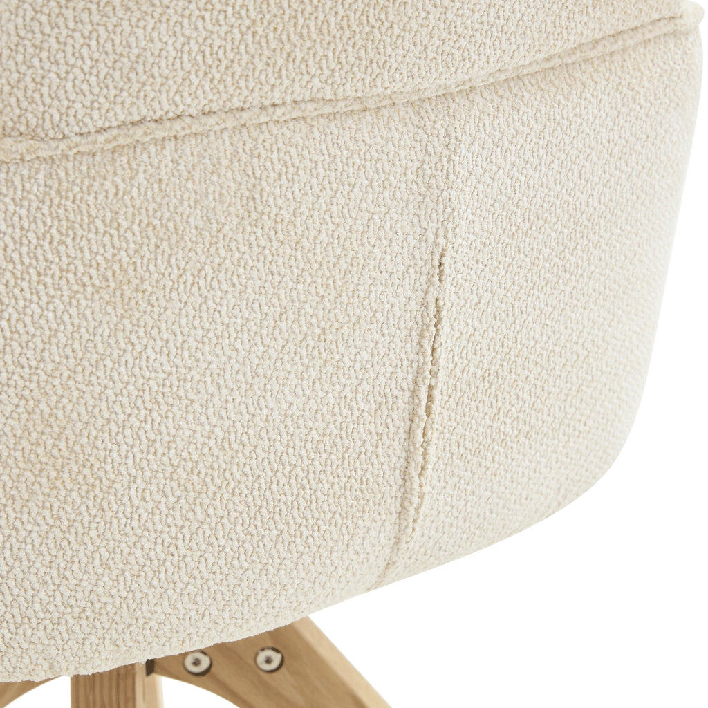 SEDIE Girevoli da pranzo Set da 2 85 cm Tessuto crema bianco Legno massello