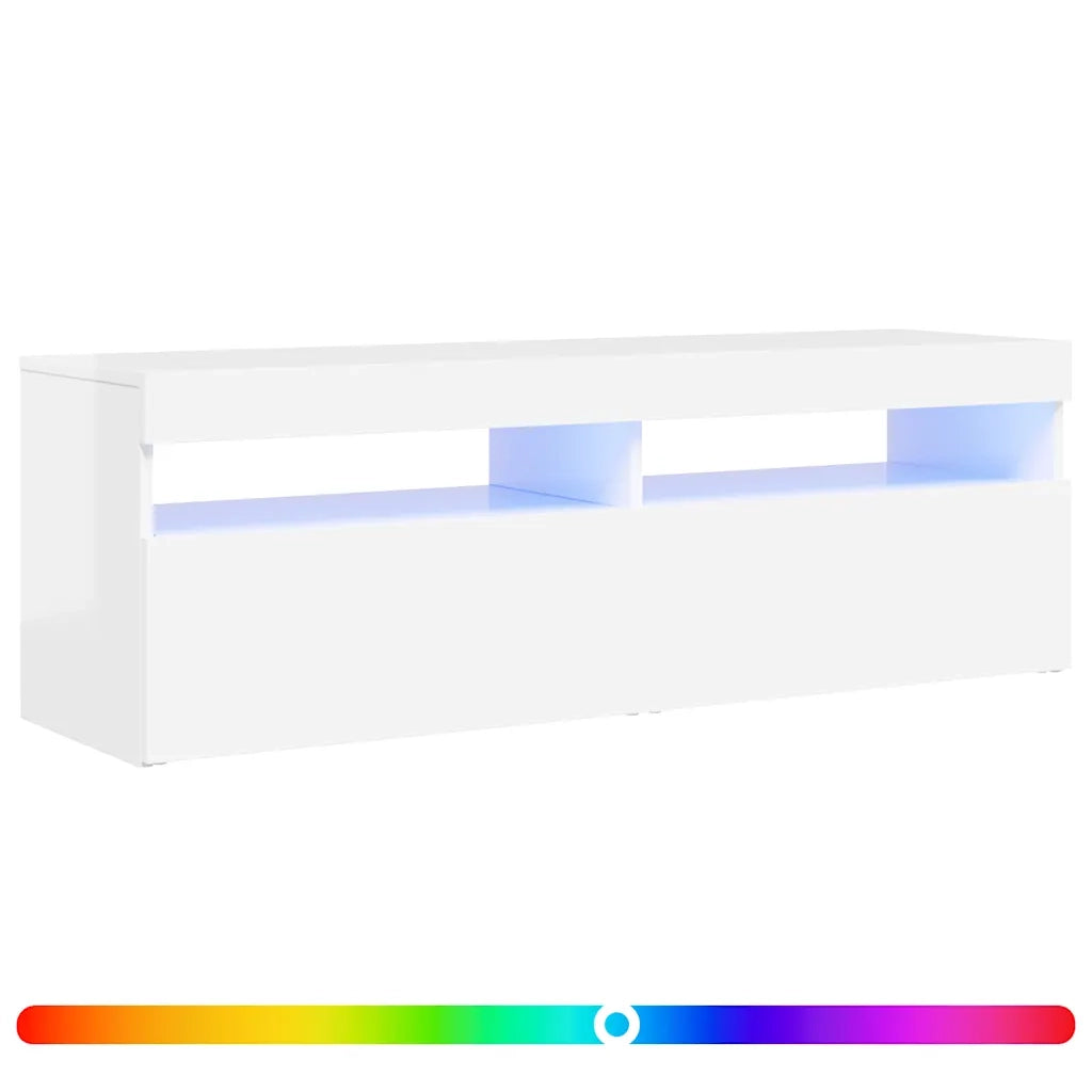 Mobile Porta TV con Luci LED Bianco Lucido 120x35x40 cm 804379