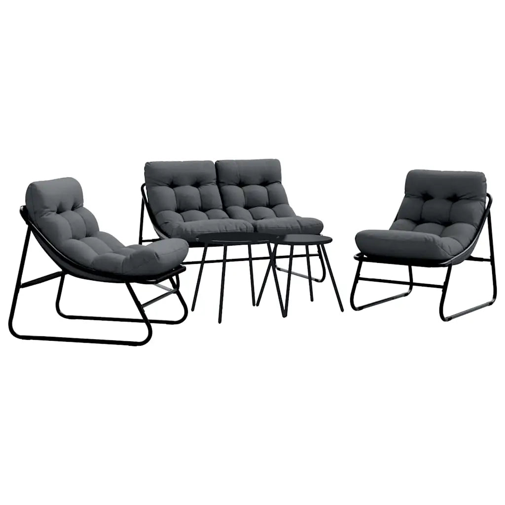 Set da Pranzo per Giardino 5 pcs Nero Acciaio 3378837