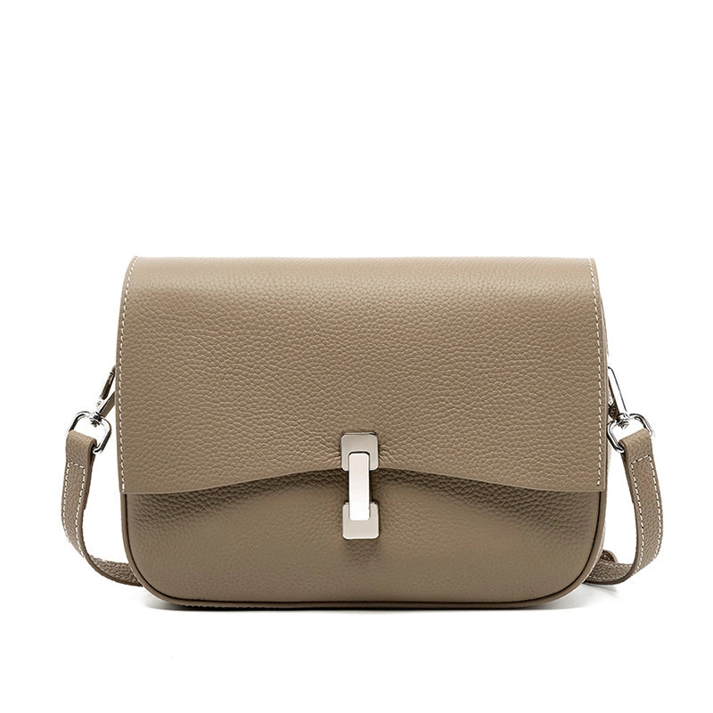 Borsa a tracolla quadrata da donna in vera pelle, colore grigio.