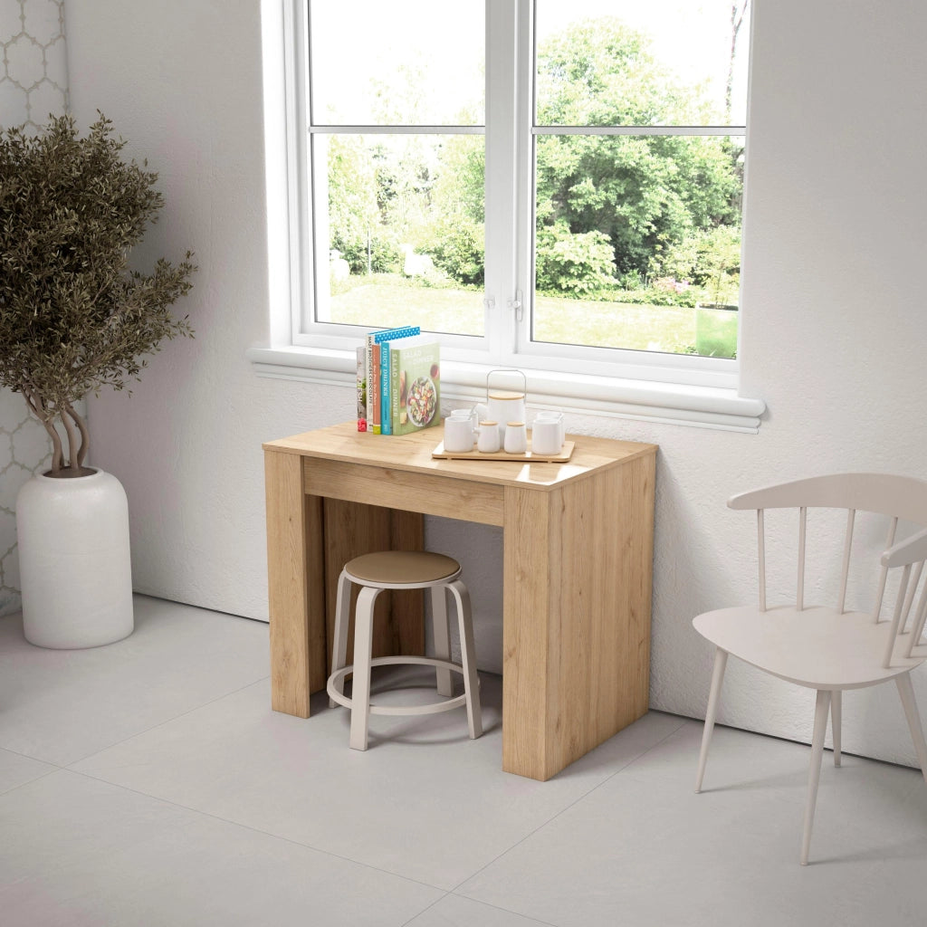 Consolle allungabile, 262x90x77cm, Per 12 persone, Tavolo da pranzo, colore Rovere RF2645