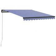 Tenda da Sole Retrattile Manuale con LED-Tenda parasole per Patio 300x250cm Blu e Bianco 477265
