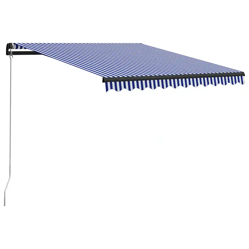 Tenda da Sole Retrattile Manuale con LED-Tenda parasole per Patio 300x250cm Blu e Bianco 477265