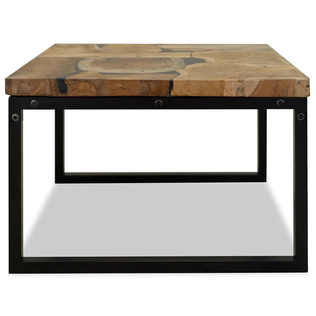 Tavolino da CaffÃ¨ in Legno di Teak e Resina 60x60x40 cm cod mxl 17833