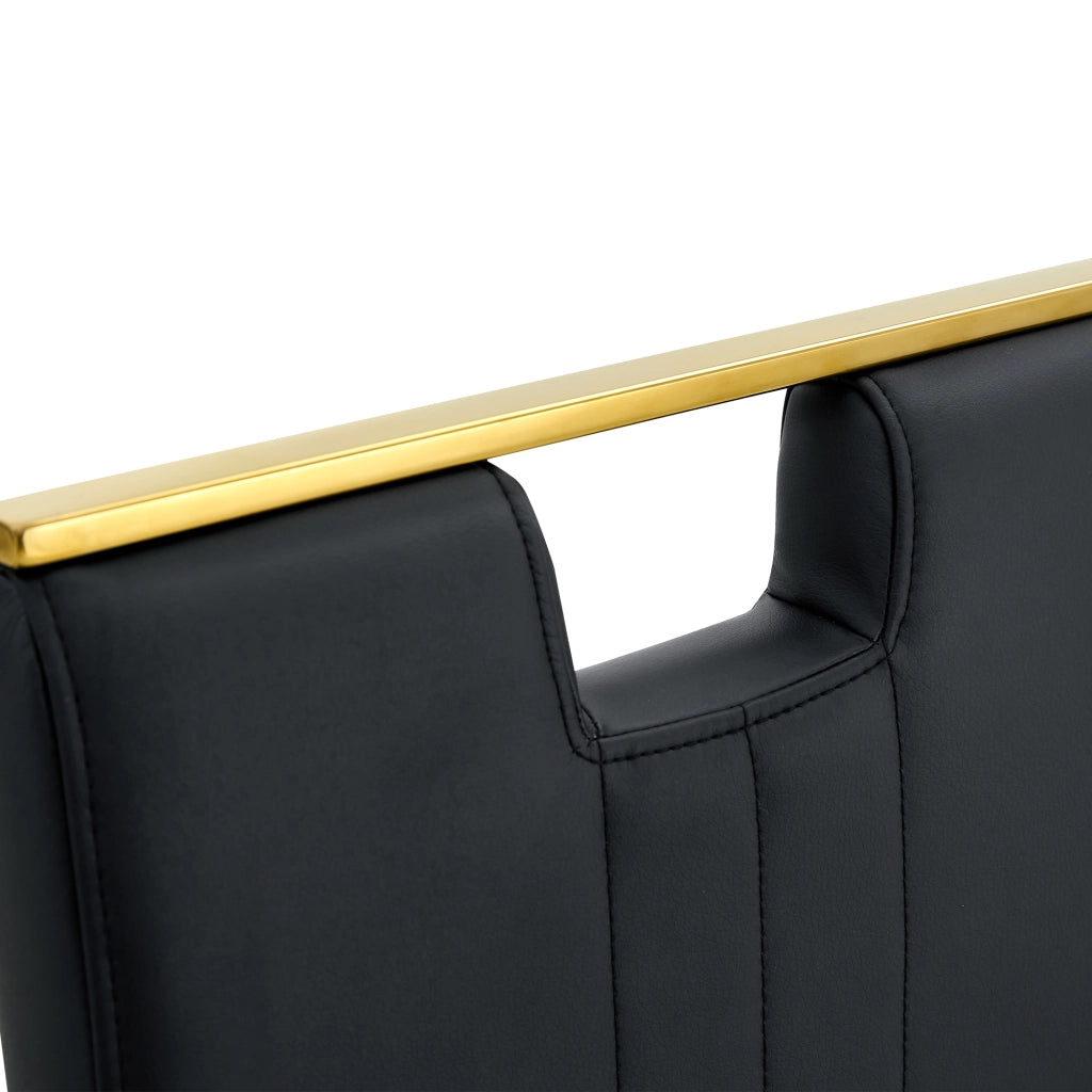 Sedia moderna in PU nero con schienale ergonomico e piedini antiscivolo per sala da pranzo studio e ufficio