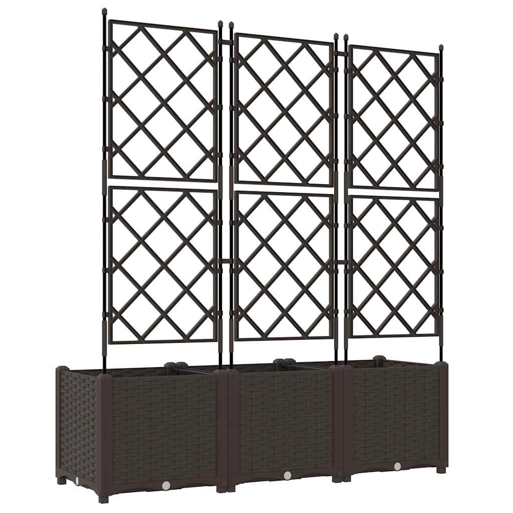 Set di 3 fioriere da giardino moderne per esterni 120 x 40 x 143 cm acciaio marrone 02_0058515