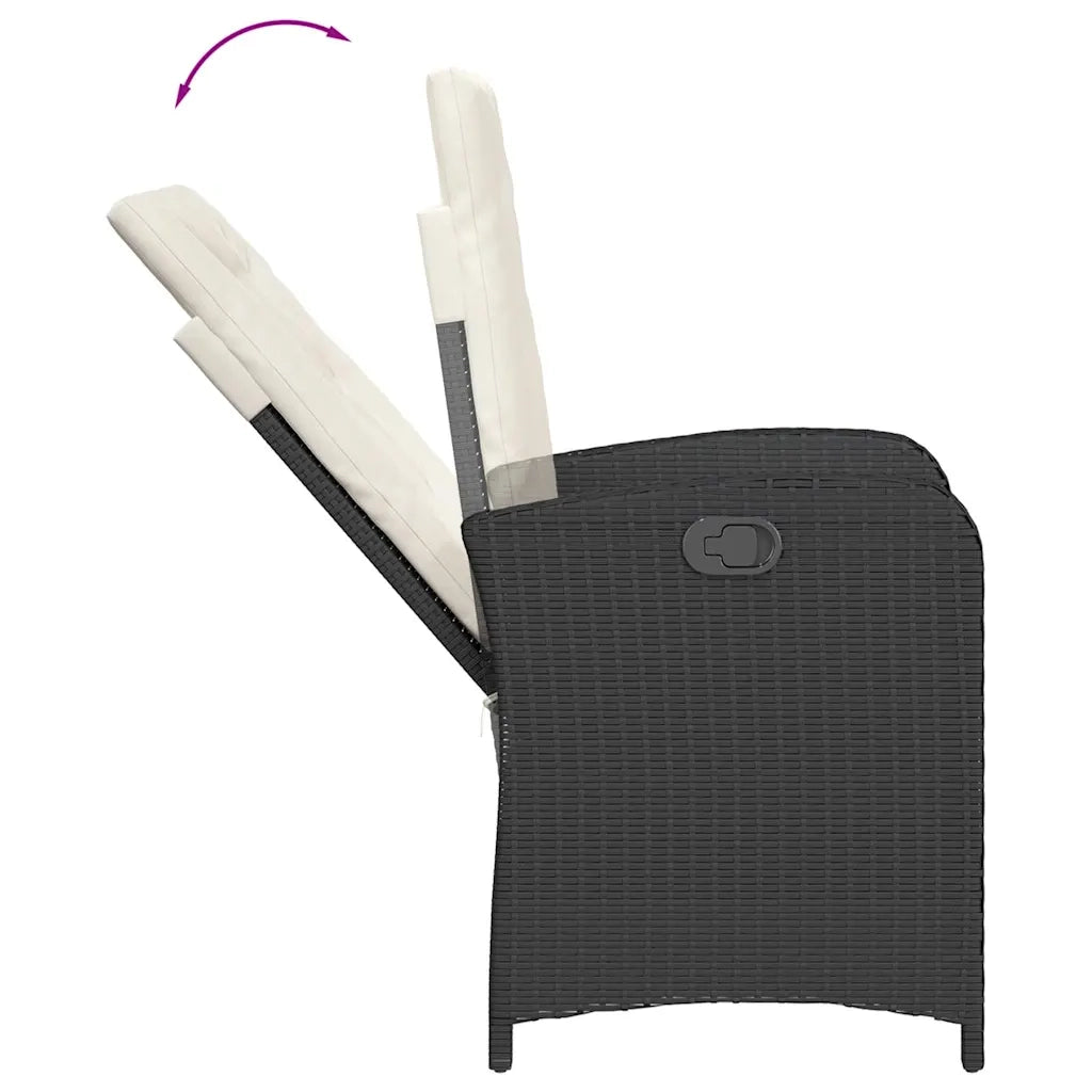 Set da Pranzo da Giardino 5 pz Nero con Cuscini in Polyrattan 3212302