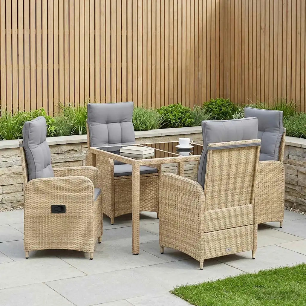 Set da pranzo per esterni 5 pz Beige e Grigio Chiaro polyrattan 3422335