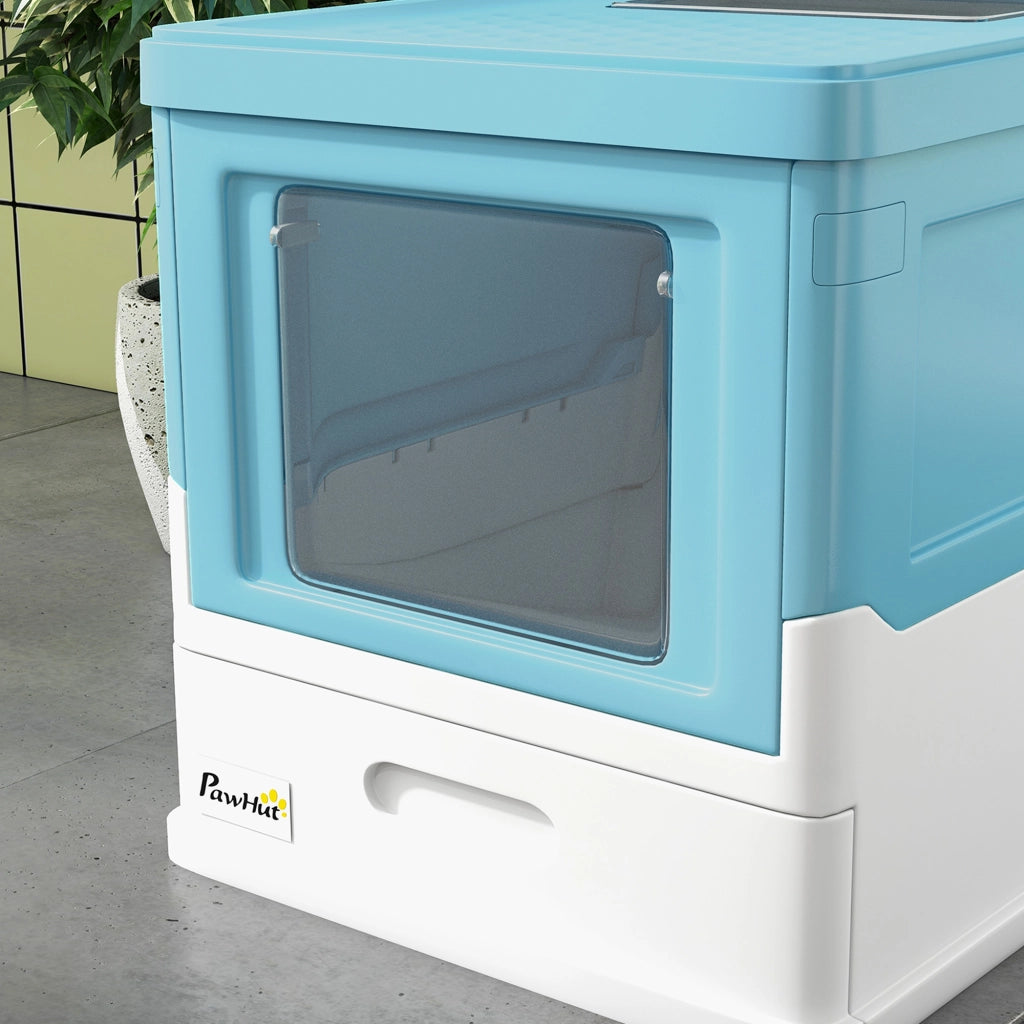 Lettiera Chiusa per Gatti con Vassoio Estraibile e 2 Porte 47.5x35.5x36.7cm Azzurro