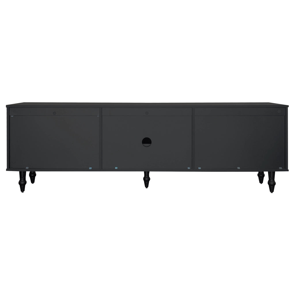 Mobile TV 175x38x55;5 cm; porte in vetro rigato e cassetti push-to-open; truciolare nero