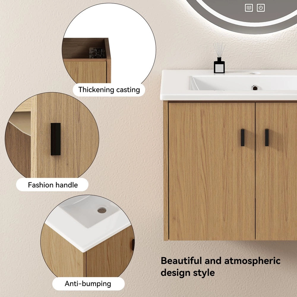 Armadietto Bagno 60 cm ¨C Xylo ¨C Rovere Chiaro, 2 Ante, Salvaspazio
