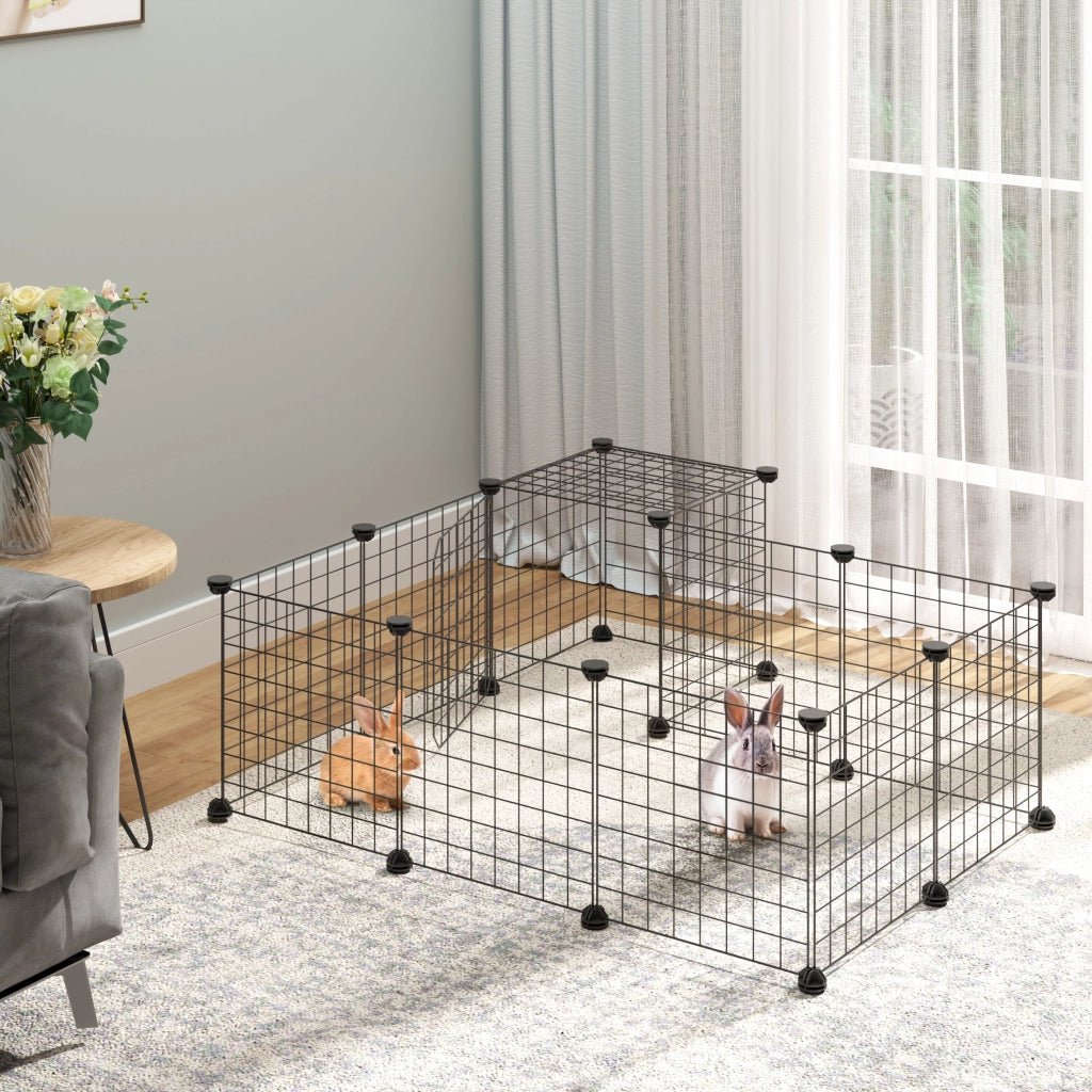 Recinto per Conigli Modulabile ¨C zephmum ¨C Acciaio, 105x105x70cm, Nero
