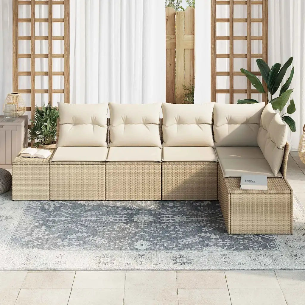 Set Divano da Giardino 5 pcs Beige polyrattan