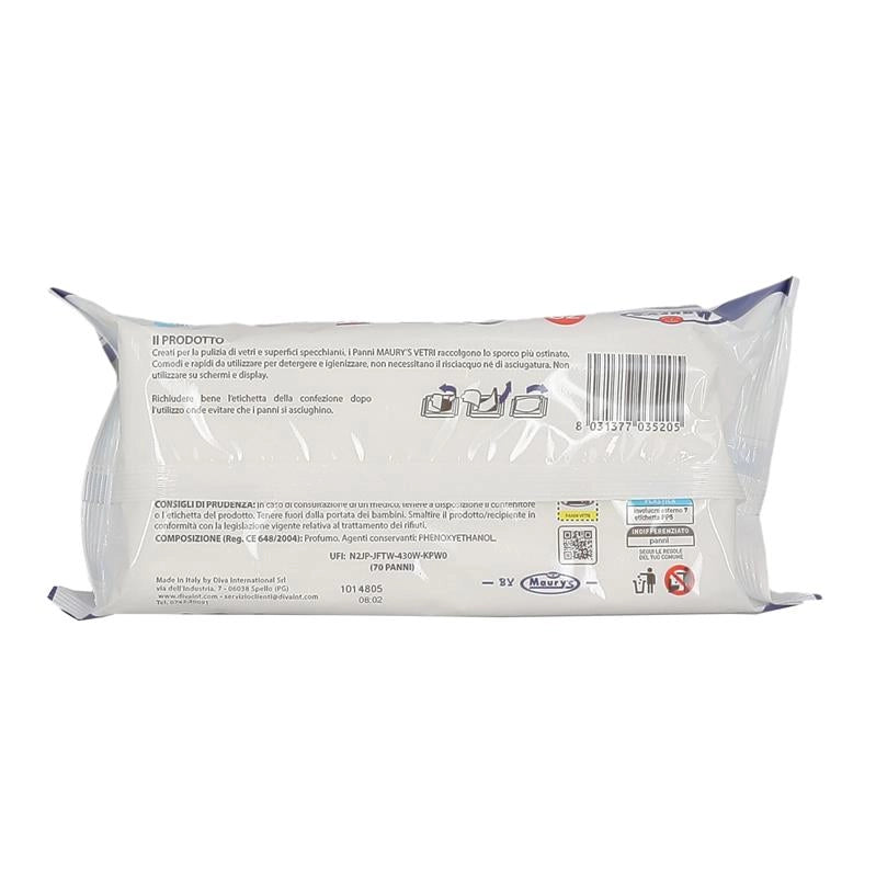 MAURY'S SALVIETTE VETRI MULTIUSO PULITO BRILLANTE 70 PZ