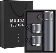 Termos per caffè in acciaio inossidabile 500ml - Otre termo-isolanti a vuoto con tazza - Bebidi caldi e freddi per viaggi - Grigio - 3 tappi