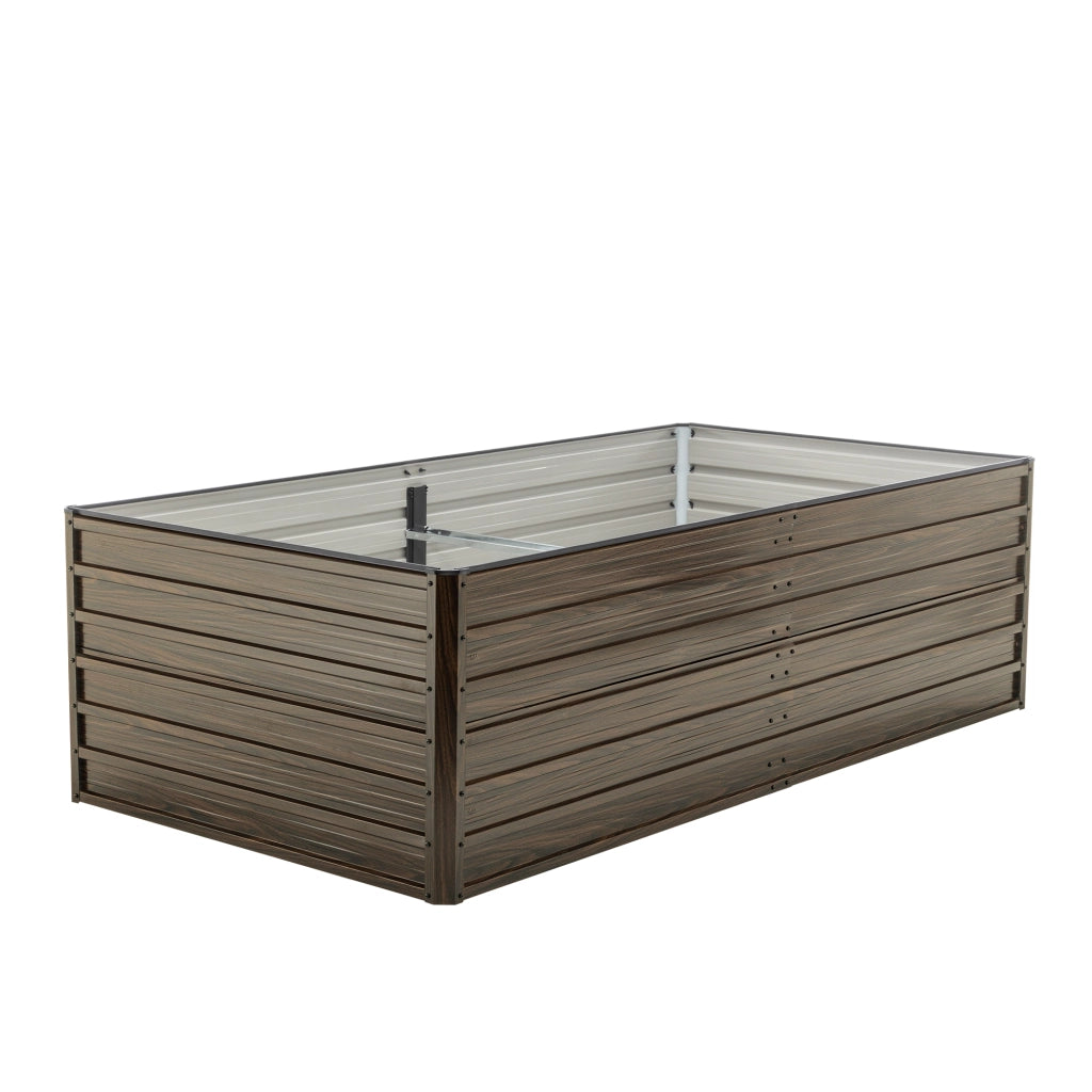 Fioriera Rialzata da Giardino in Metallo ¨C MINIMAL ¨C 219x112x64cm Effetto Legno