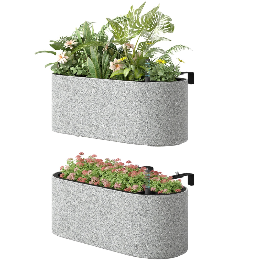 Set 2 Pezzi Vasi da Fiori Sospesi ¨C zephmum ¨C Grigio Chiaro 42x16x15 cm