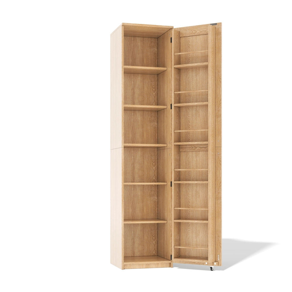 Mobile dispensa alto con ripiani regolabili e vani sulla porta; 40 x 40 x 183 cm; MDF naturale